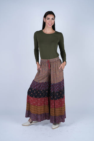 224606 Patchwork Rayon Palazzo Pants