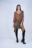 224611 Bohemian Patchwork Asymmetrical Rayon Tunic