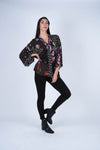 224671 Elegant Floral Print Rayon Kimono