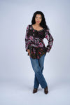 224673 Noir Collection Floral Patchwork Rayon Top