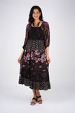 224679 Floral Noir Collection Tiered Midi Dress