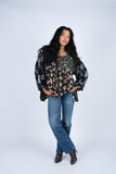 224687 Midnight Bloom Bohemian Peasant Top