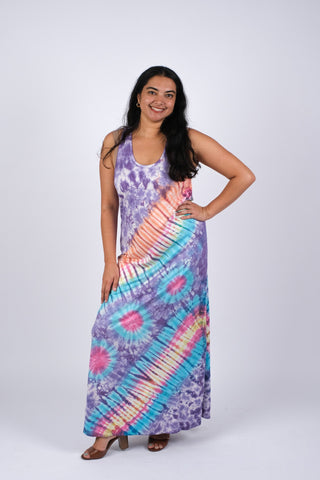 225314 Hippie Tie Dye Maxi Dress